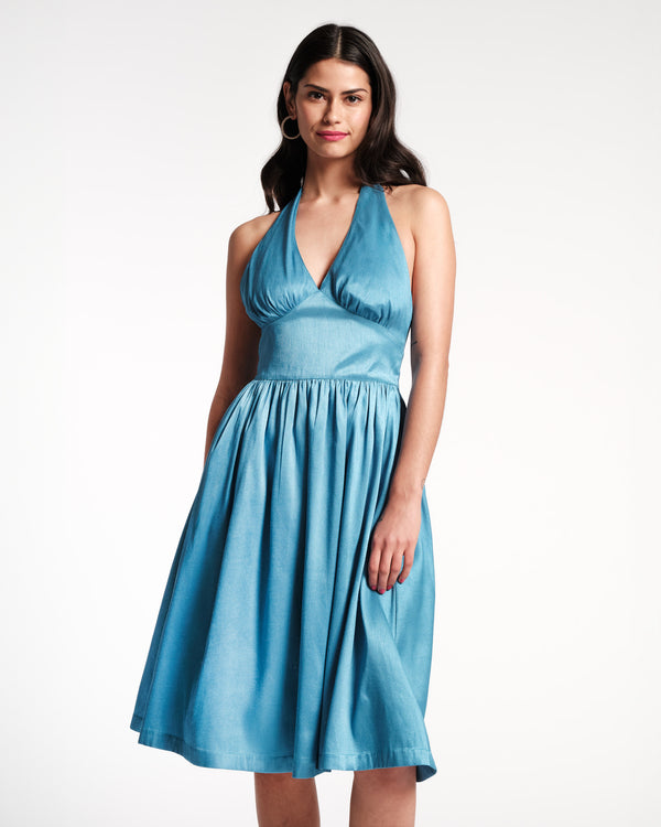 Lydia Dress - Dupioni Blue Dresses Frances Valentine