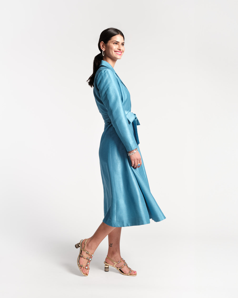 Lucille Wrap Dress - Blue Dresses Frances Valentine