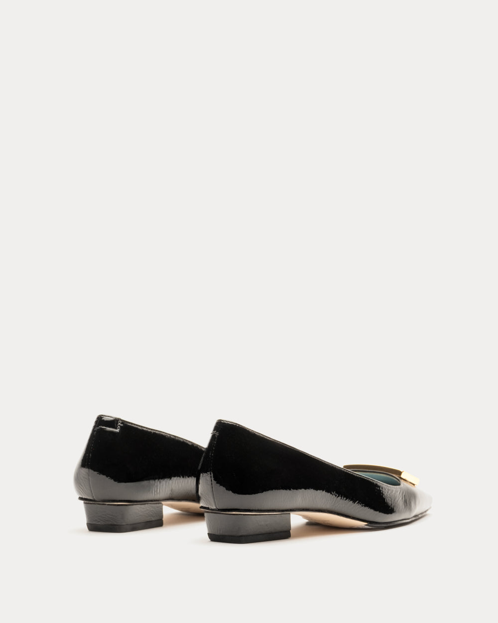 Midge Flat Crinkled Leather - Black Flats Frances Valentine