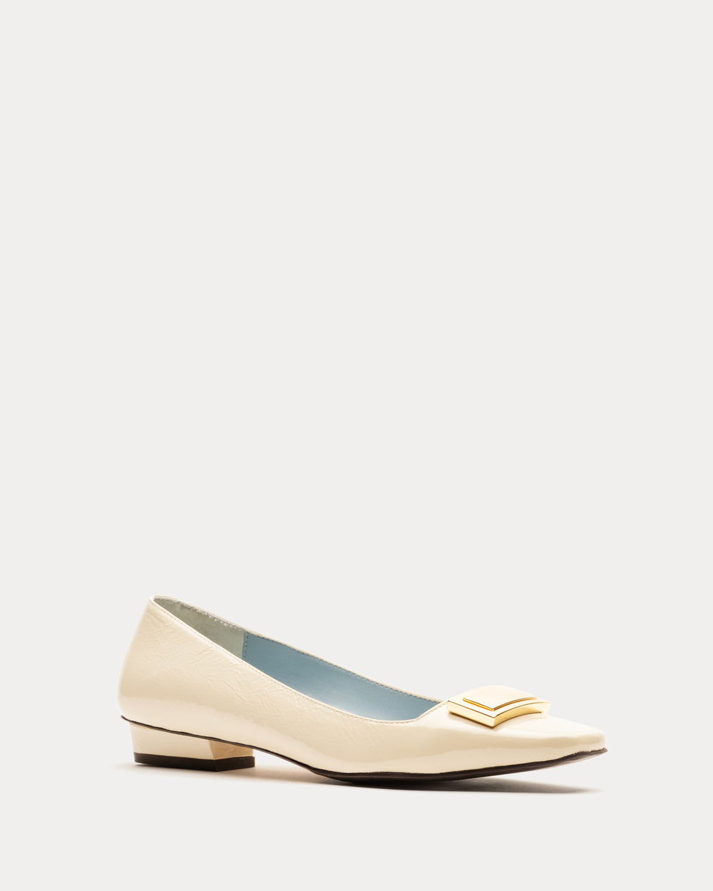 Midge Flat Crinkled Leather - Oyster Flats Frances Valentine