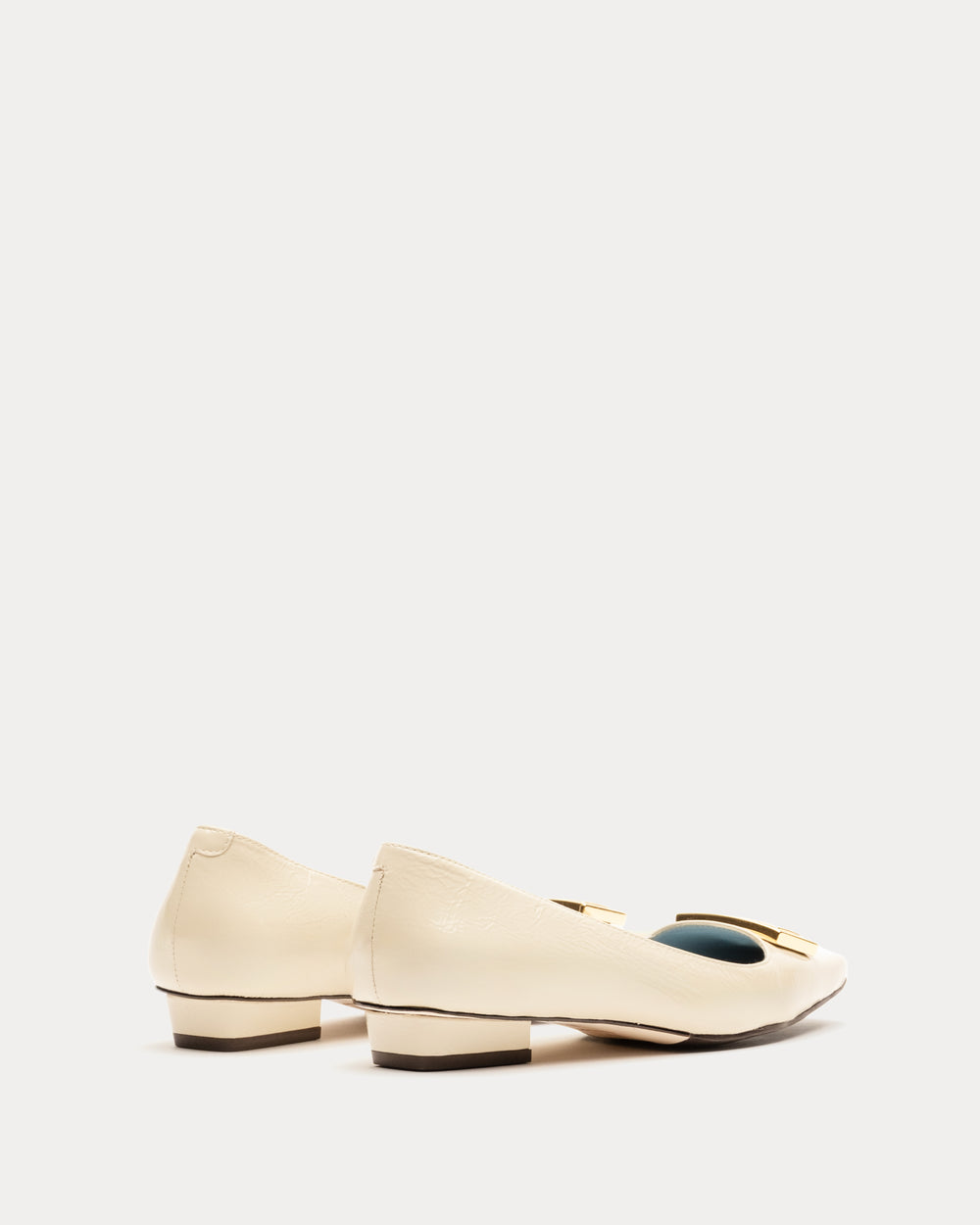 Midge Flat Crinkled Leather - Oyster Flats Frances Valentine