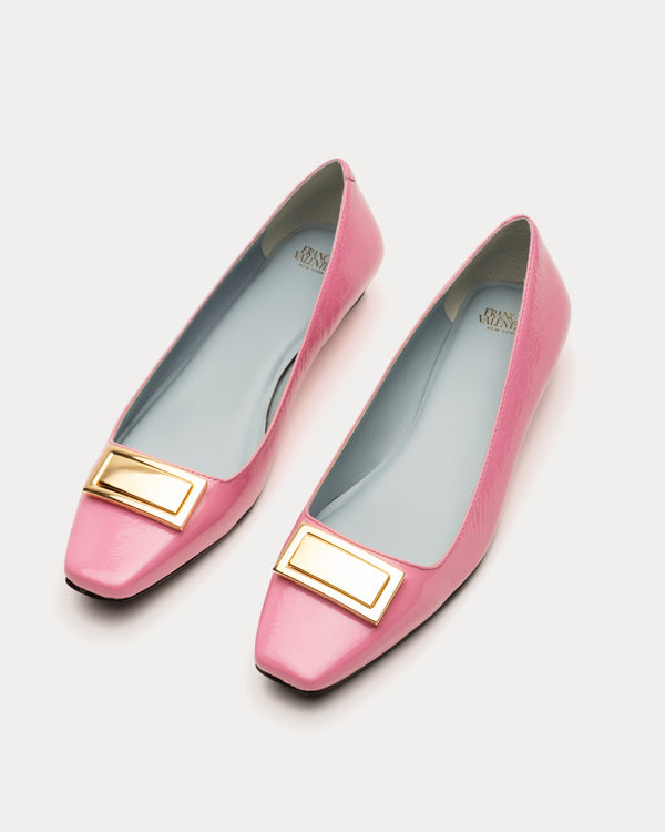 Midge Flat Crinkled Leather - Pink Flats Frances Valentine
