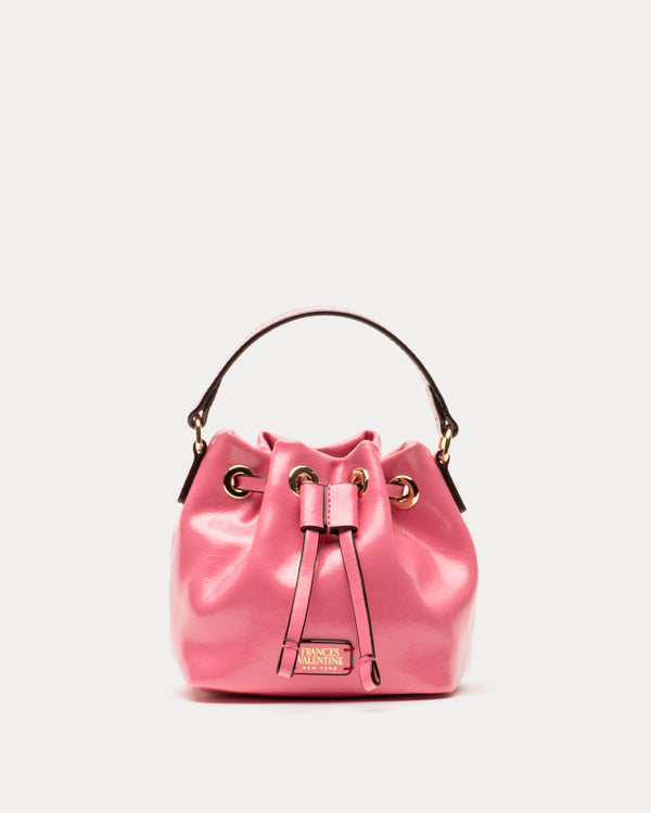 Minnie Bucket - Crinkled Leather Pink Bucket Bag Frances Valentine
