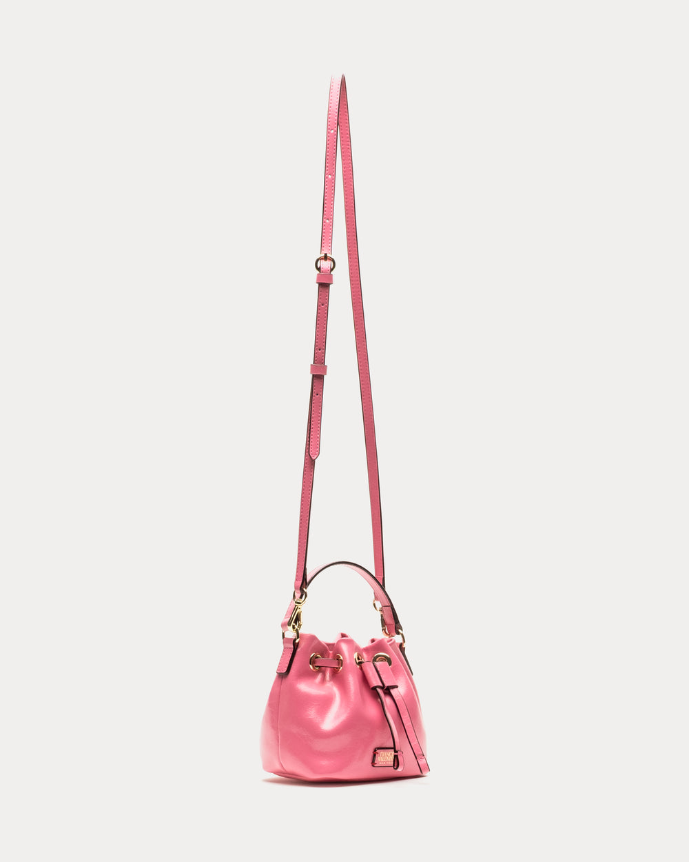 Minnie Bucket - Crinkled Leather Pink Bucket Bag Frances Valentine