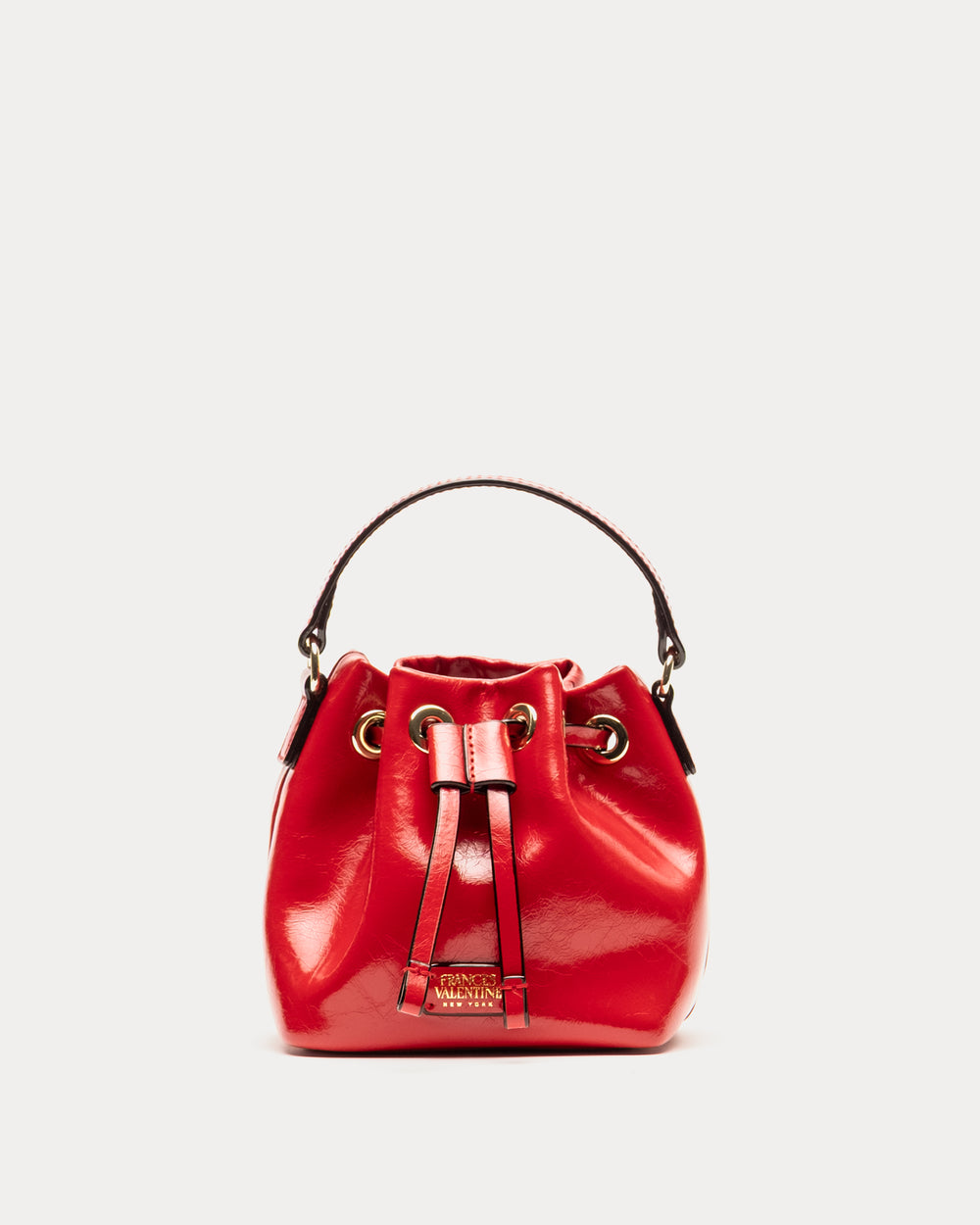 Minnie Bucket - Crinkled Leather Red Bucket Bag Frances Valentine