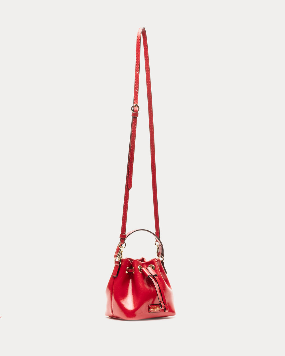 Minnie Bucket - Crinkled Leather Red Bucket Bag Frances Valentine