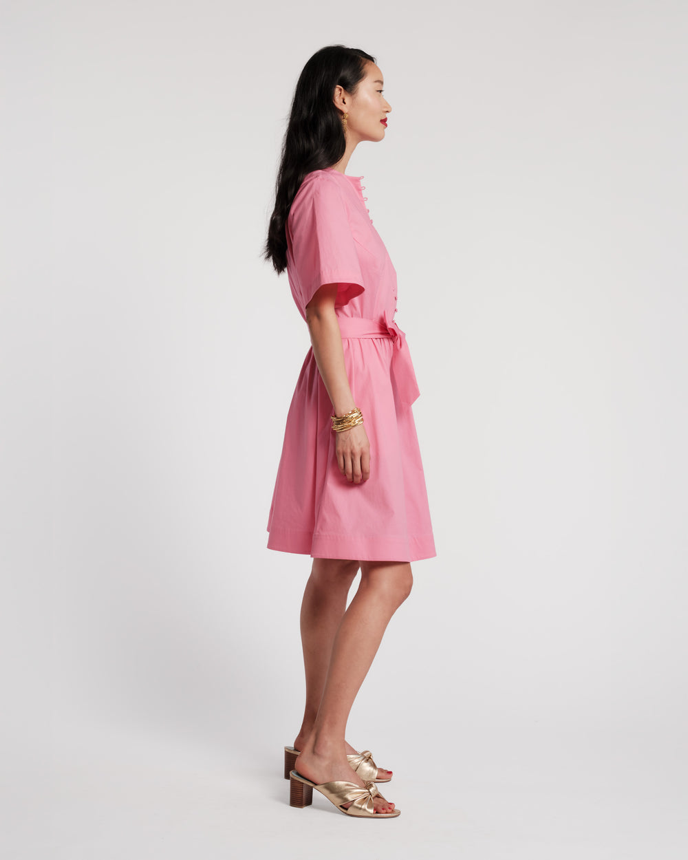 Nancy Dress Solid Poplin Cotton Blend Pink Dresses Frances Valentine