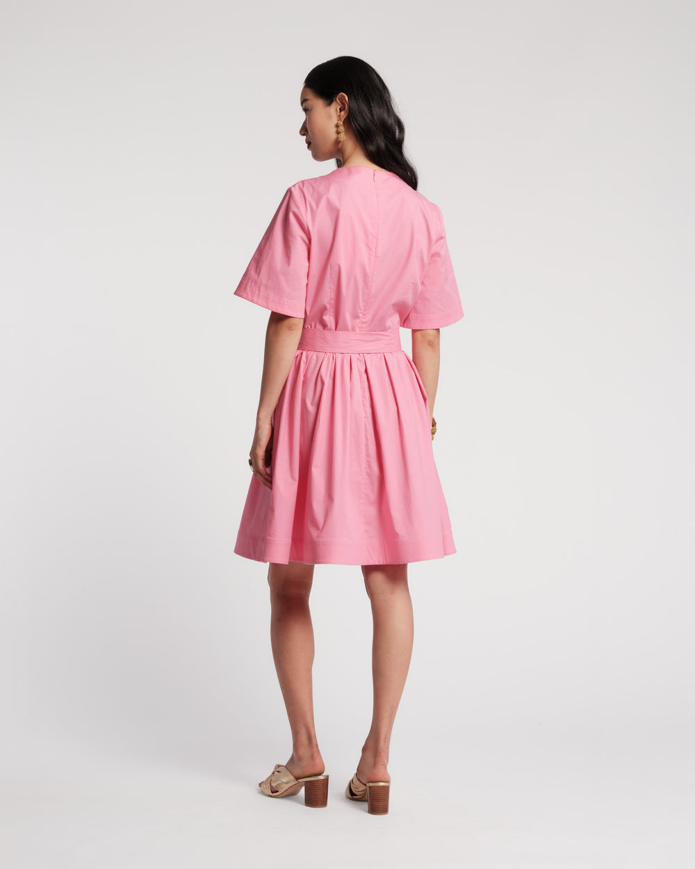 Nancy Dress Solid Poplin Cotton Blend Pink Dresses Frances Valentine