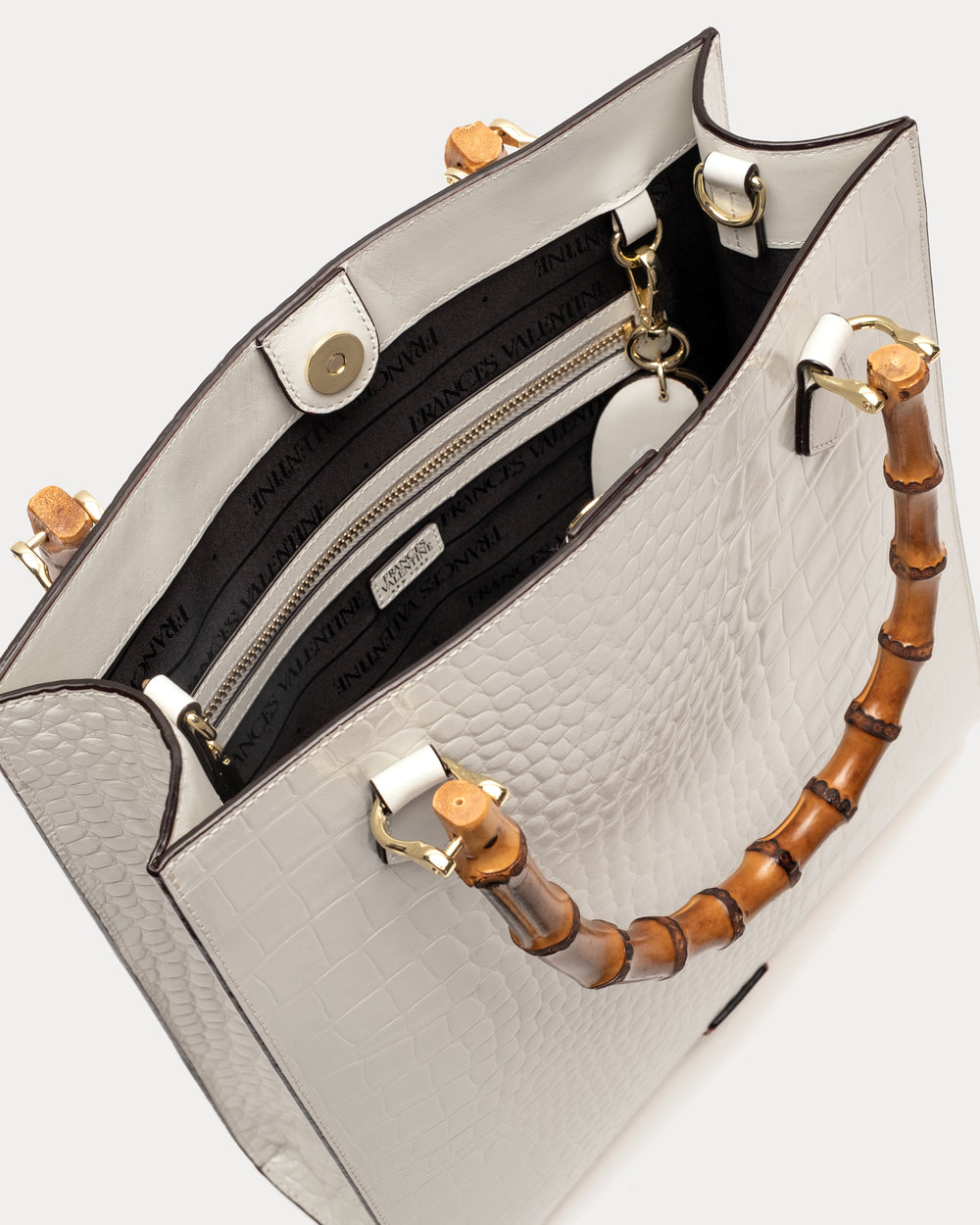 Nan Tote - Croc Emboss Leather Oyster Tote Bag Frances Valentine