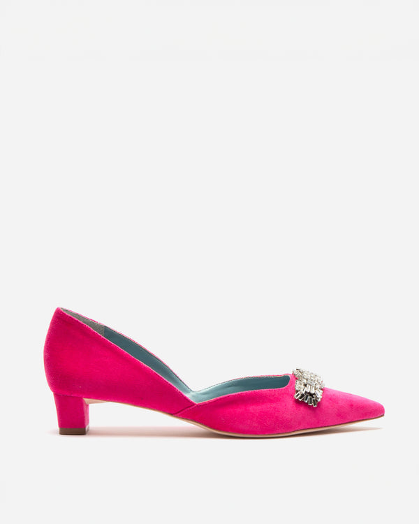 Paula Mini Block Heel - Velvet Pink Heels Frances Valentine