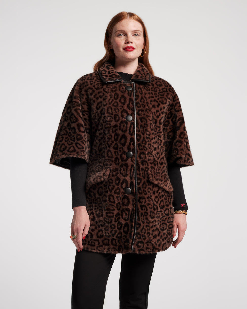 Nico Poncho - Jaguar Faux Fur Black Coats & Jackets Frances Valentine