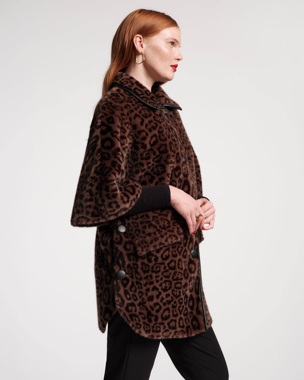 Nico Poncho - Jaguar Faux Fur Black Coats & Jackets Frances Valentine