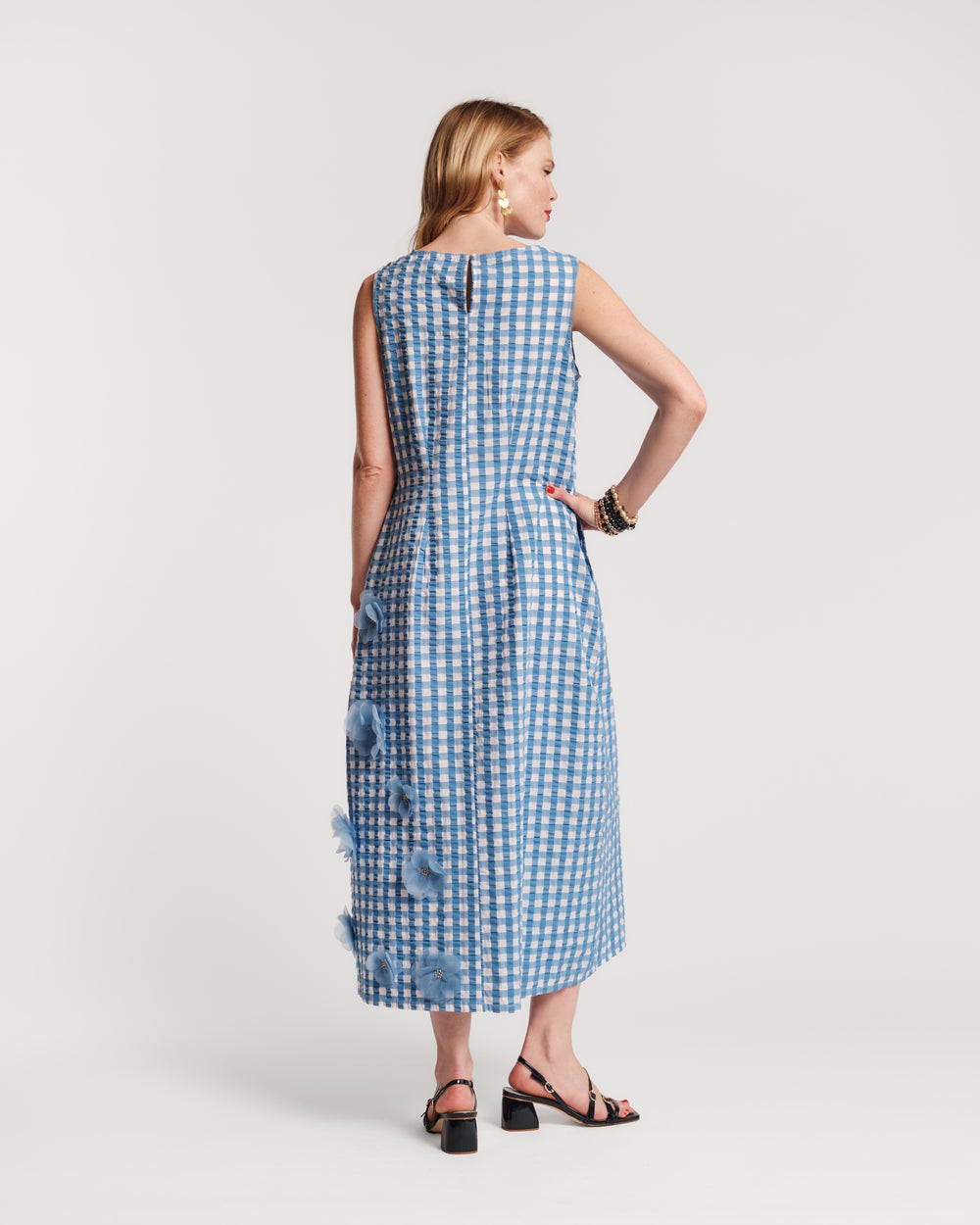 Origami Gingham Dress - Blue Dresses Frances Valentine