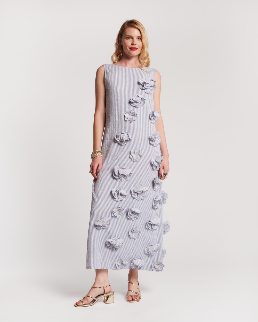 Origami Seersucker Dress - Blue Dresses Frances Valentine