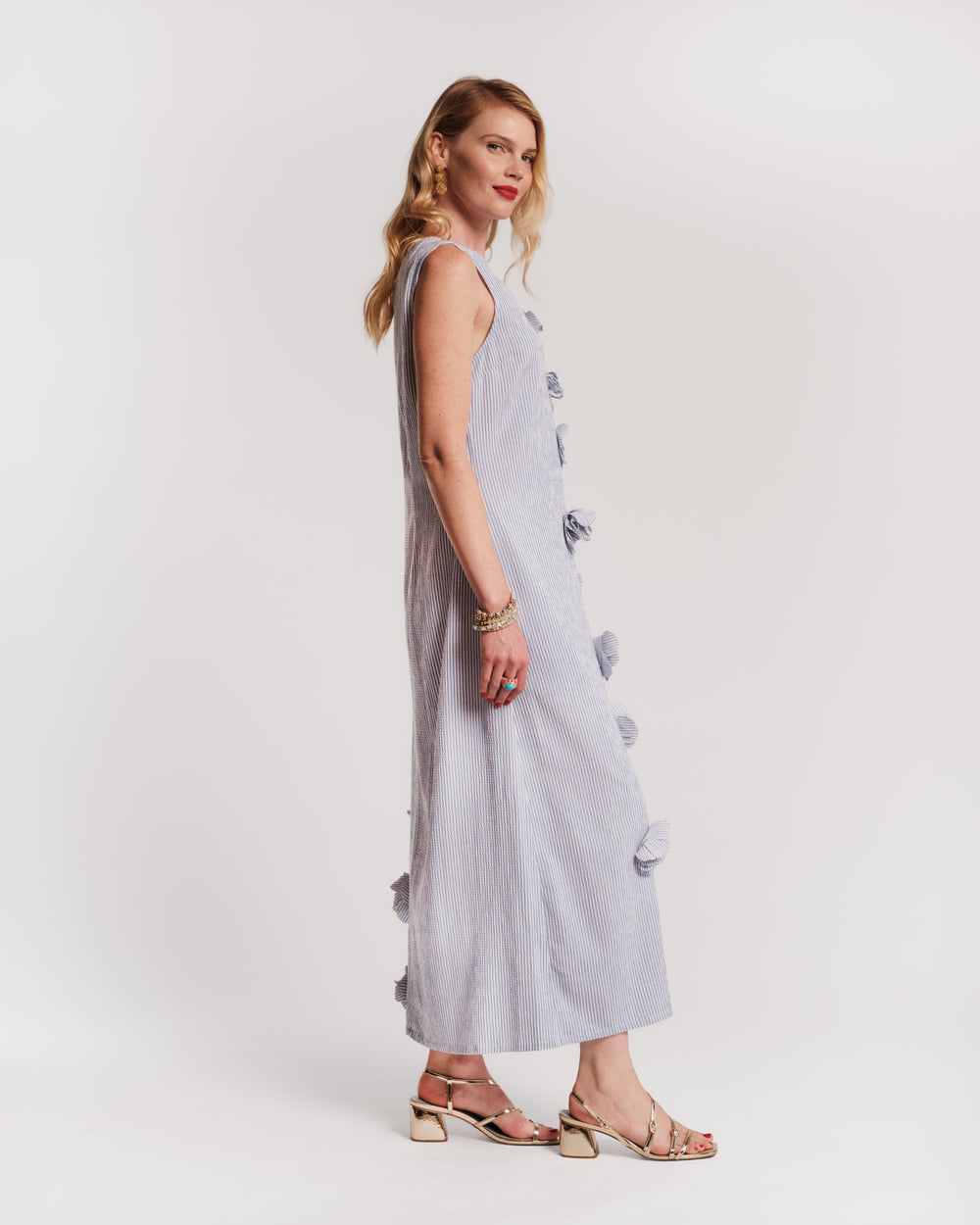 Origami Seersucker Dress - Blue Dresses Frances Valentine