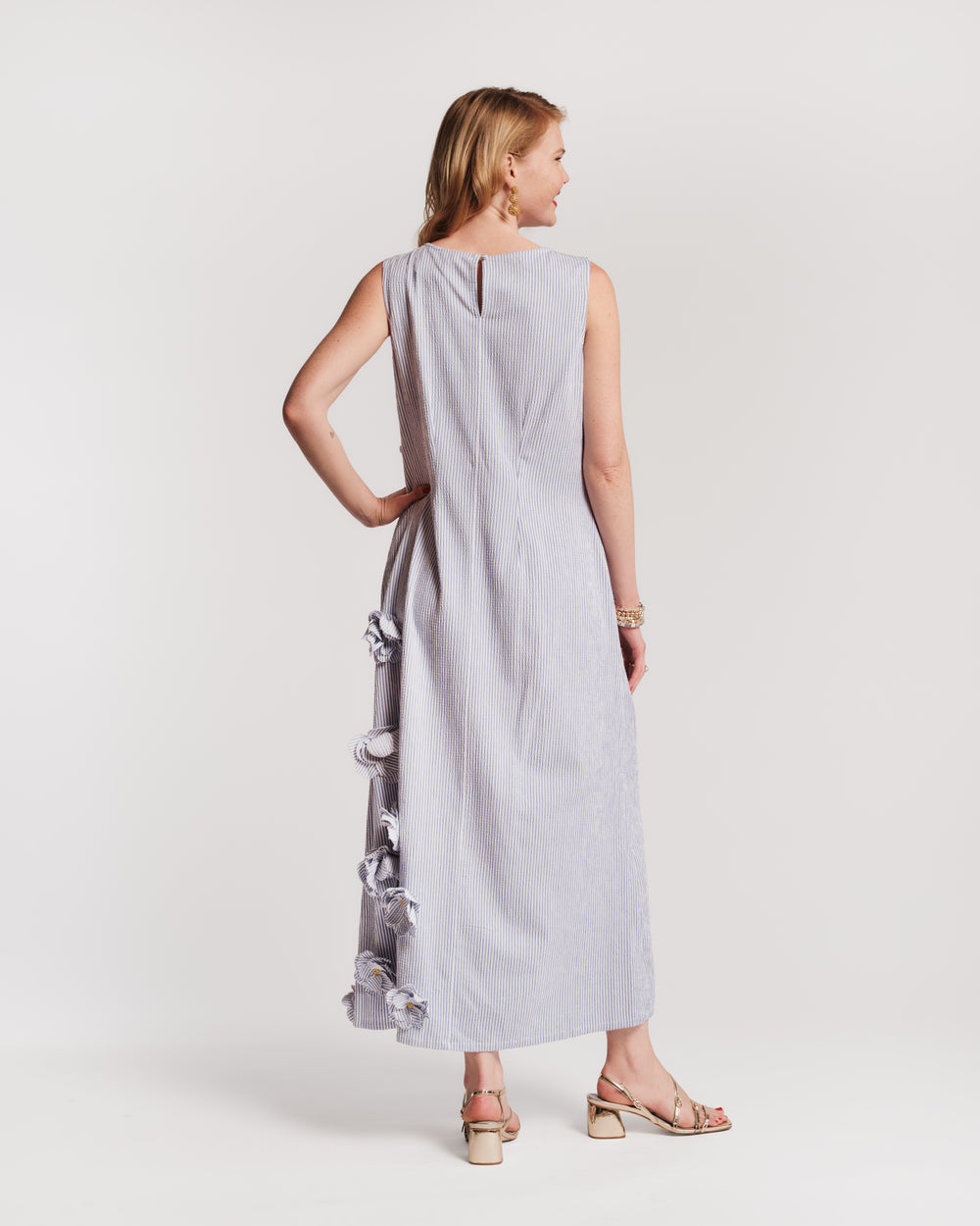 Origami Seersucker Dress - Blue Dresses Frances Valentine