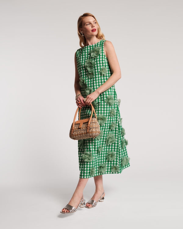 Origami Gingham Dress - Green Dresses Frances Valentine
