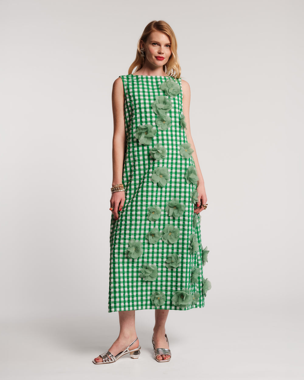 Origami Gingham Dress - Green Dresses Frances Valentine