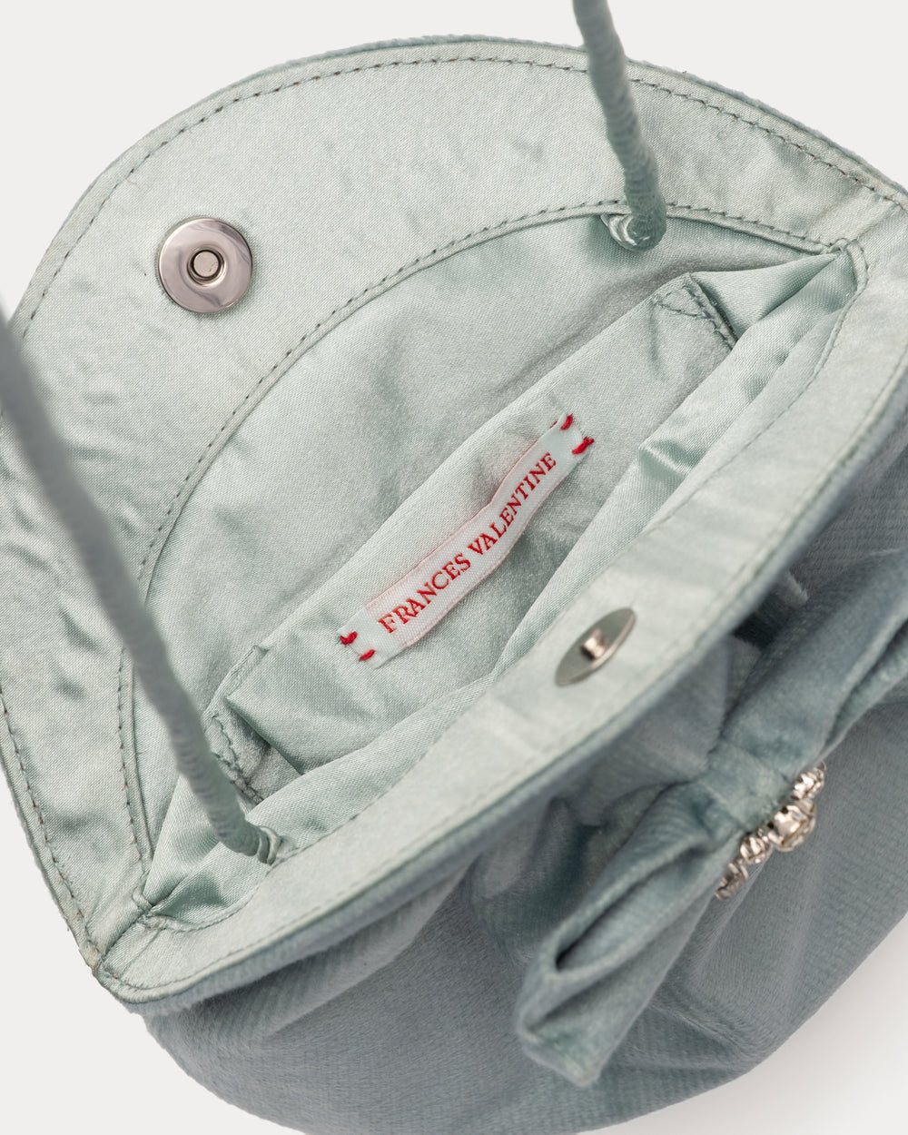 Pearl Velvet Bag - Ice Blue Handbag Frances Valentine
