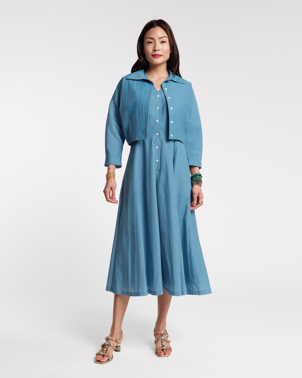 Peggy Midi Dress Set - Blue Dresses Frances Valentine