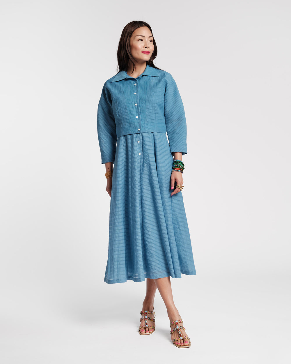 Peggy Midi Dress Set - Blue Dresses Frances Valentine