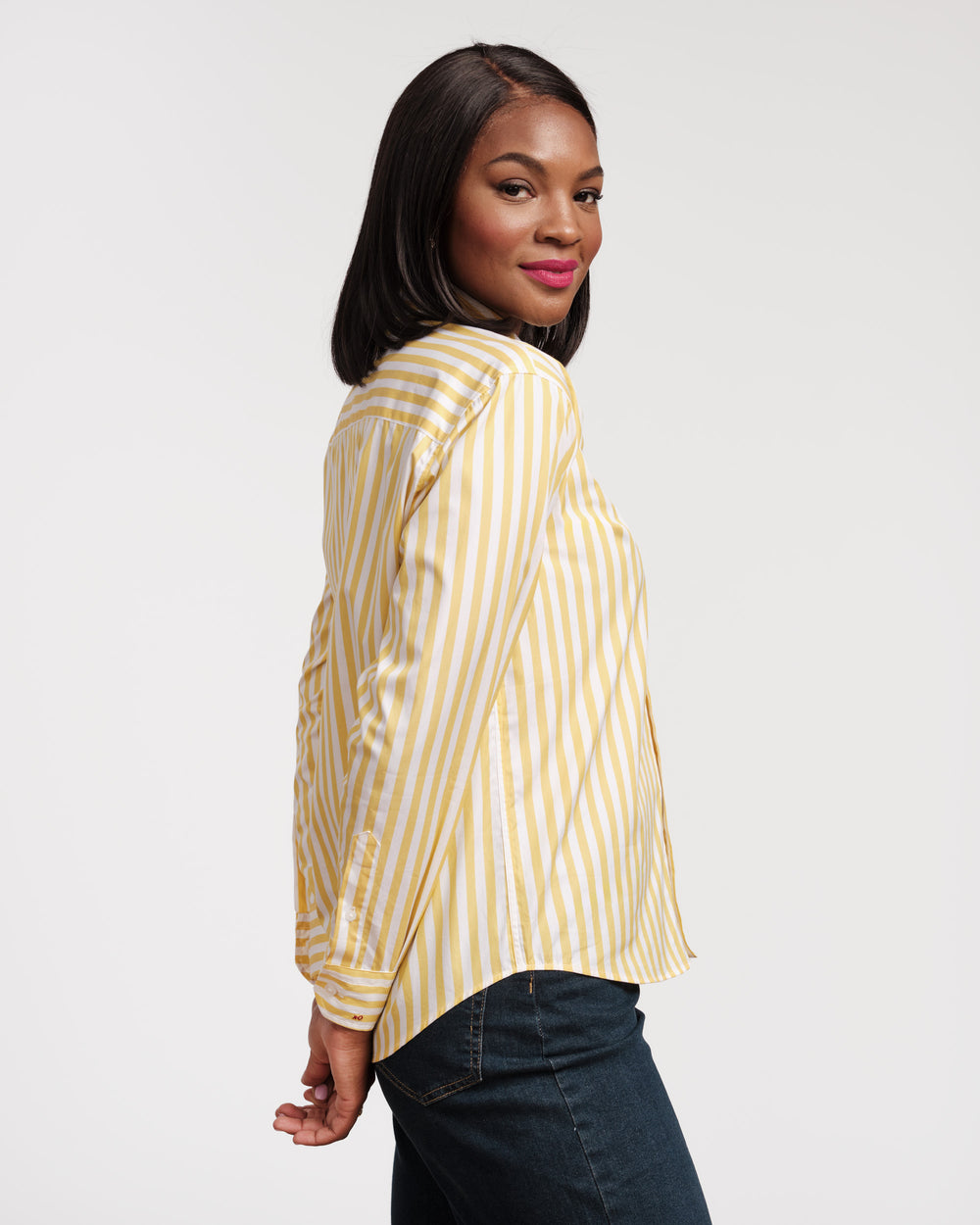 Perfect Button Down - Stripe Yellow Tops Frances Valentine
