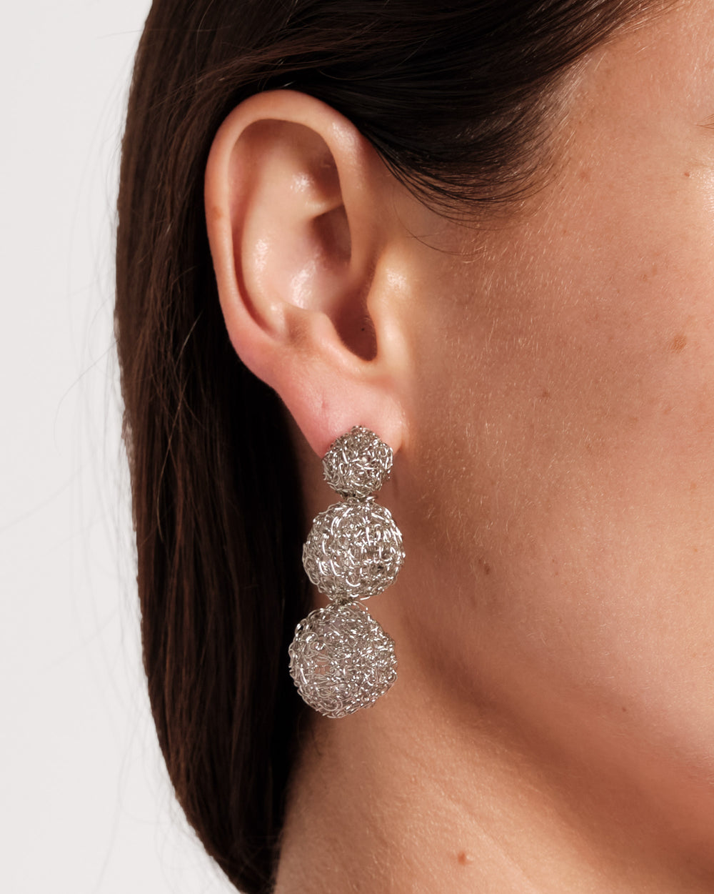 Spheres Trio Drop Earring Silver Earrings Lavish