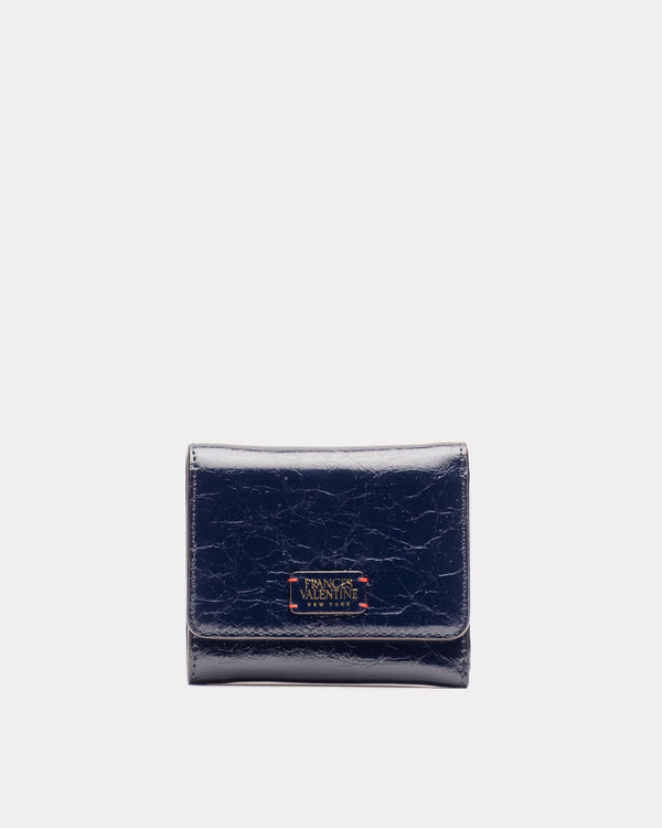 Perfect Wallet - Crinkled Leather Navy Wallet Frances Valentine