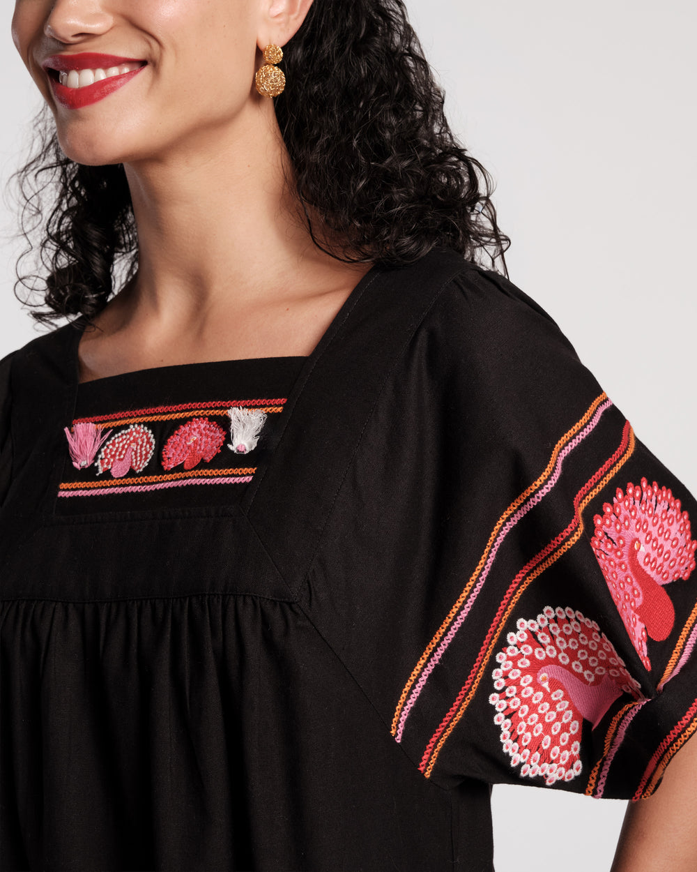 Picnic Midi Dress - Peacock Black Dresses Frances Valentine
