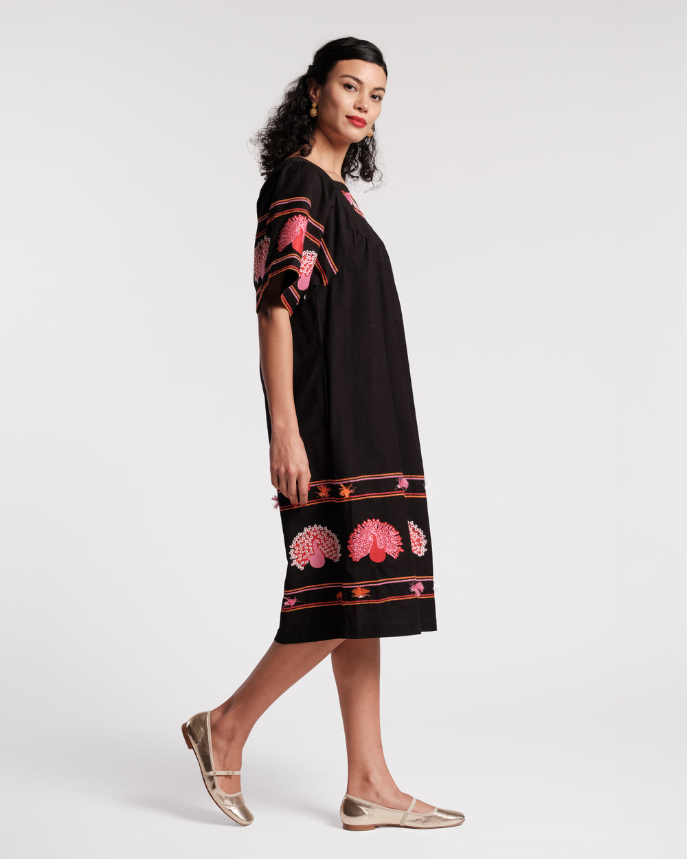 Picnic Midi Dress - Peacock Black Dresses Frances Valentine