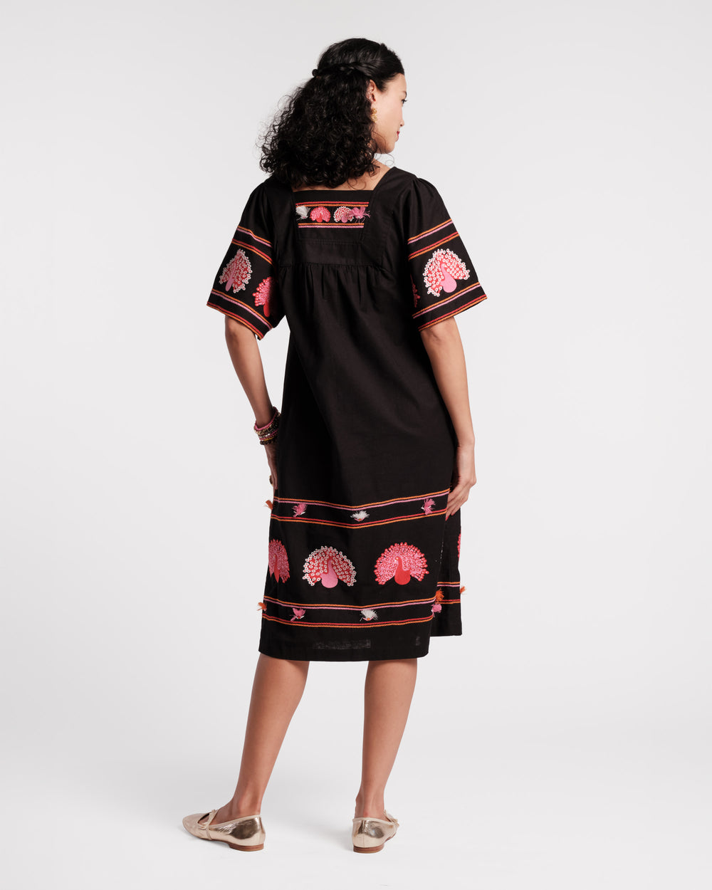 Picnic Midi Dress - Peacock Black Dresses Frances Valentine
