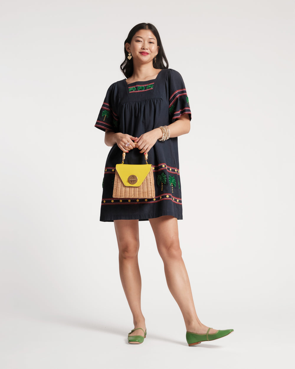 Picnic Mini Dress - Palm Tree Navy Dresses Frances Valentine