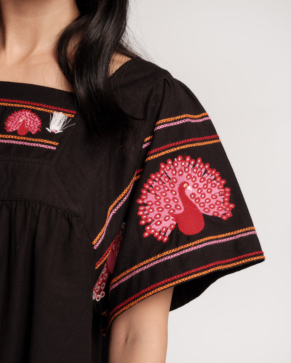 Picnic Top - Peacock Black Shirt Frances Valentine