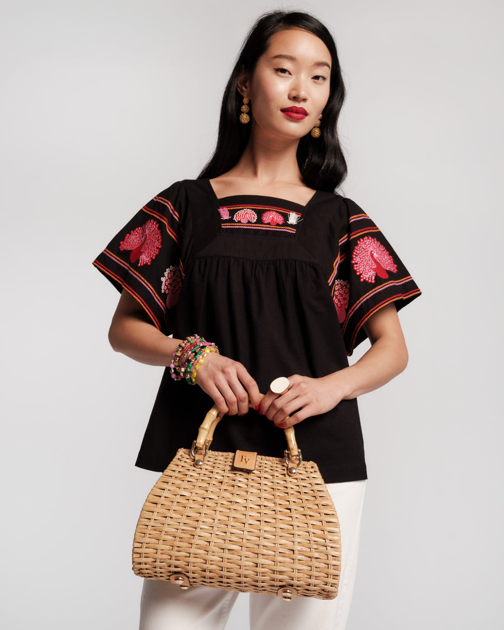 Picnic Top - Peacock Black Shirt Frances Valentine