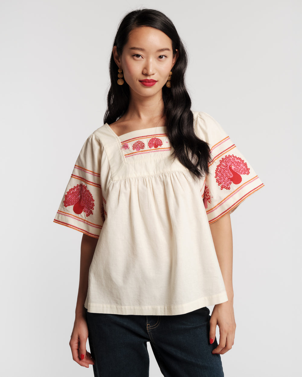 Picnic Top - Peacock Oyster Shirt Frances Valentine