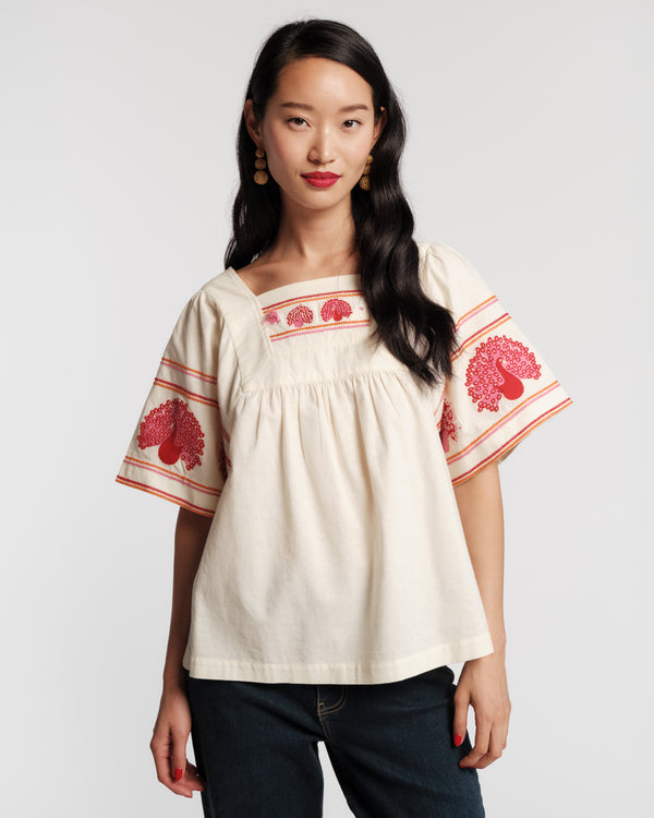 Picnic Top - Peacock Oyster Shirt Frances Valentine