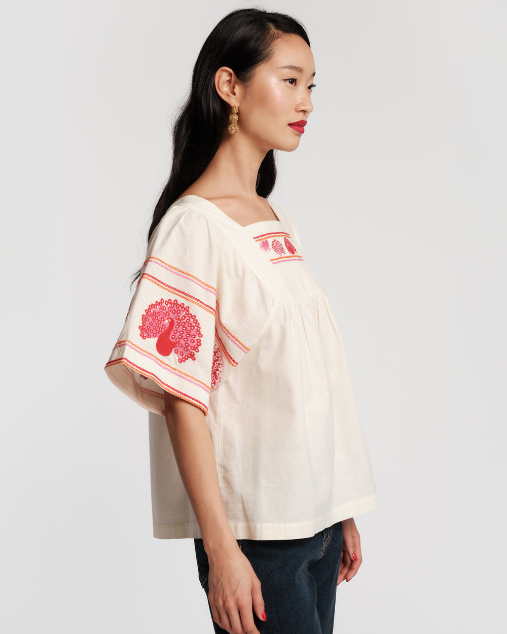 Picnic Top - Peacock Oyster Shirt Frances Valentine
