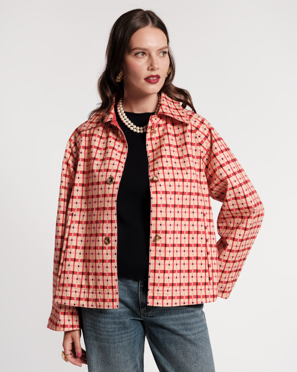 Short Spiffy Trench - Lollipop Lattice Coats & Jackets Frances Valentine