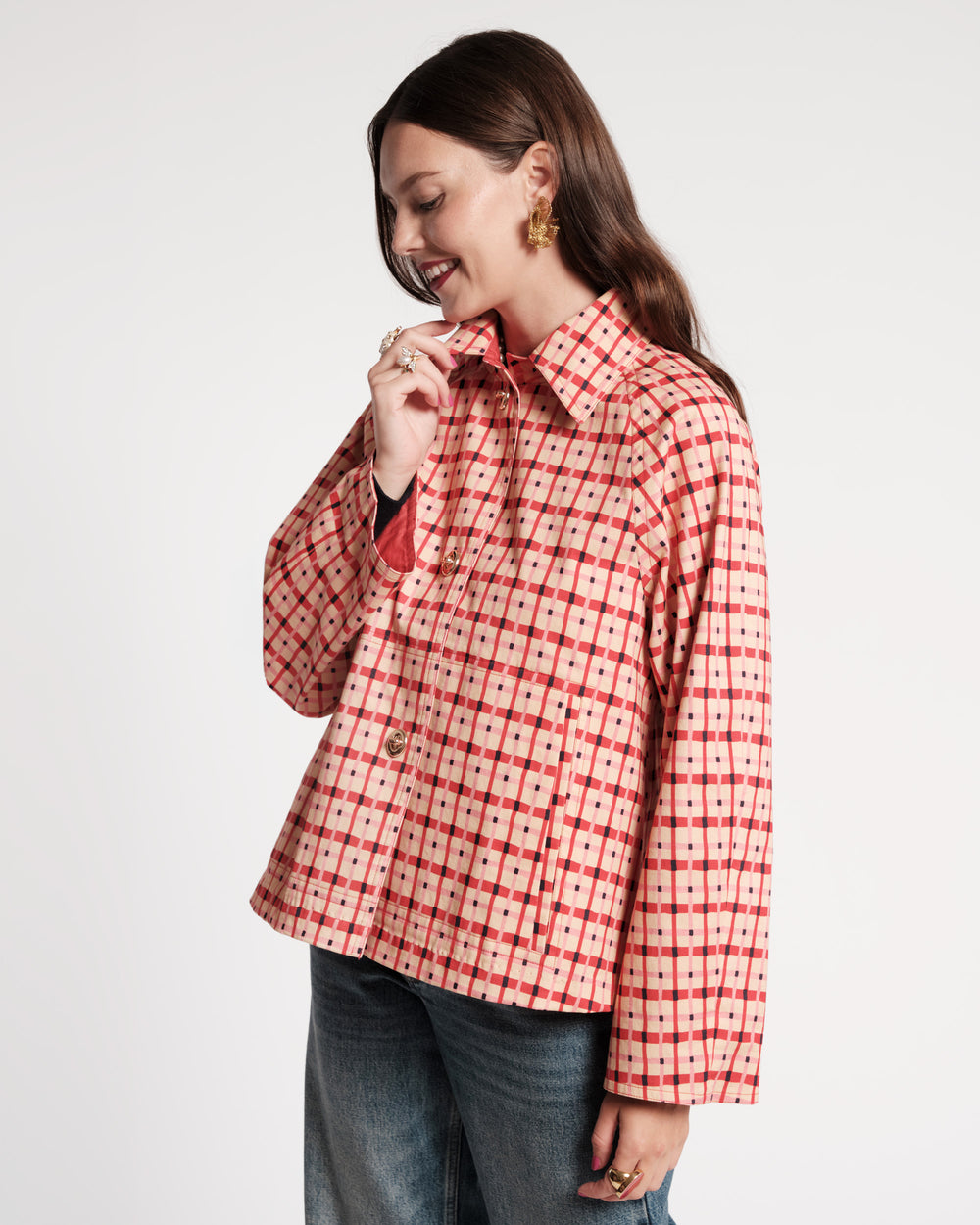 Short Spiffy Trench - Lollipop Lattice Coats & Jackets Frances Valentine