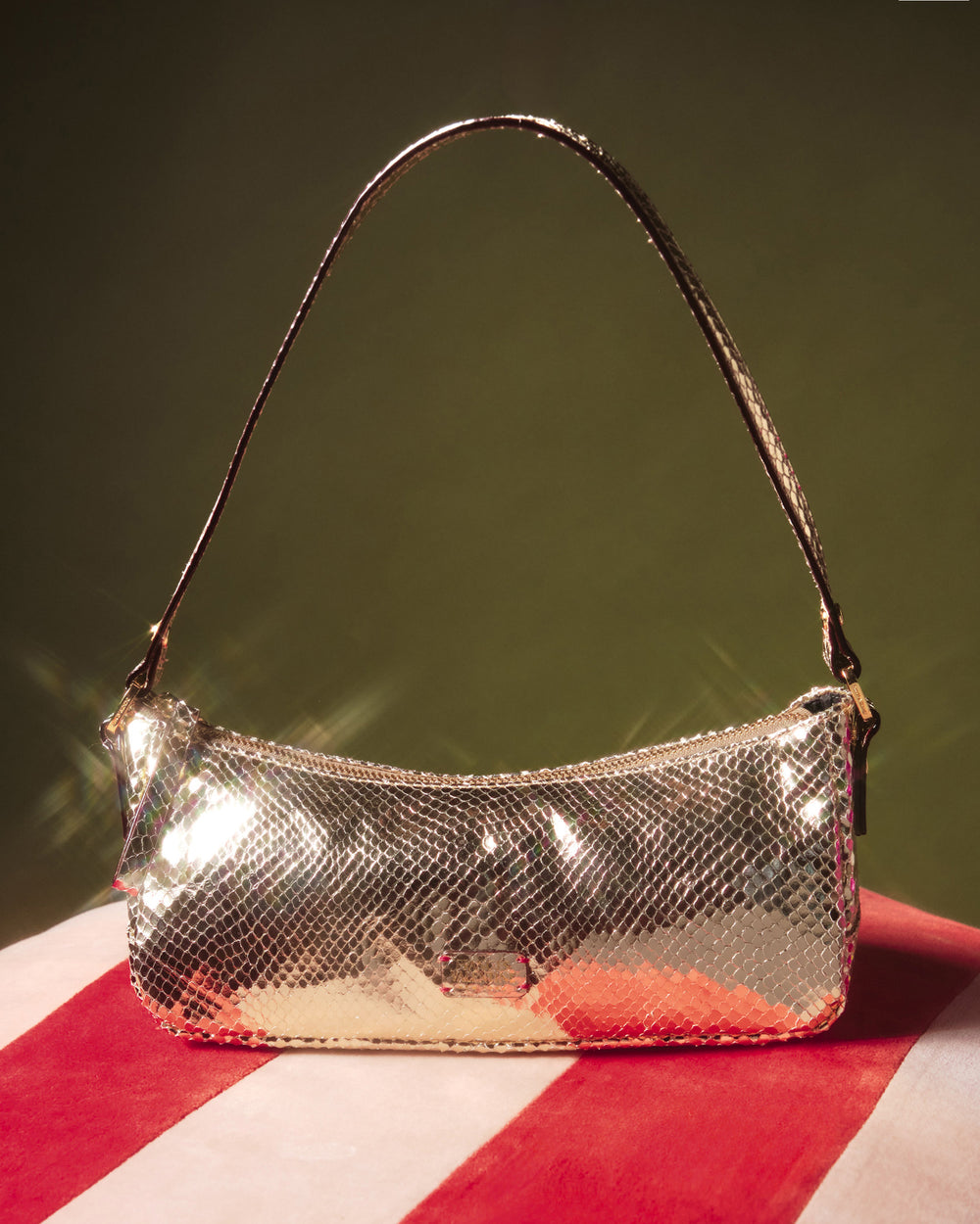 Mia Metallic Snake Leather - Gold Shoulder Bag Frances Valentine