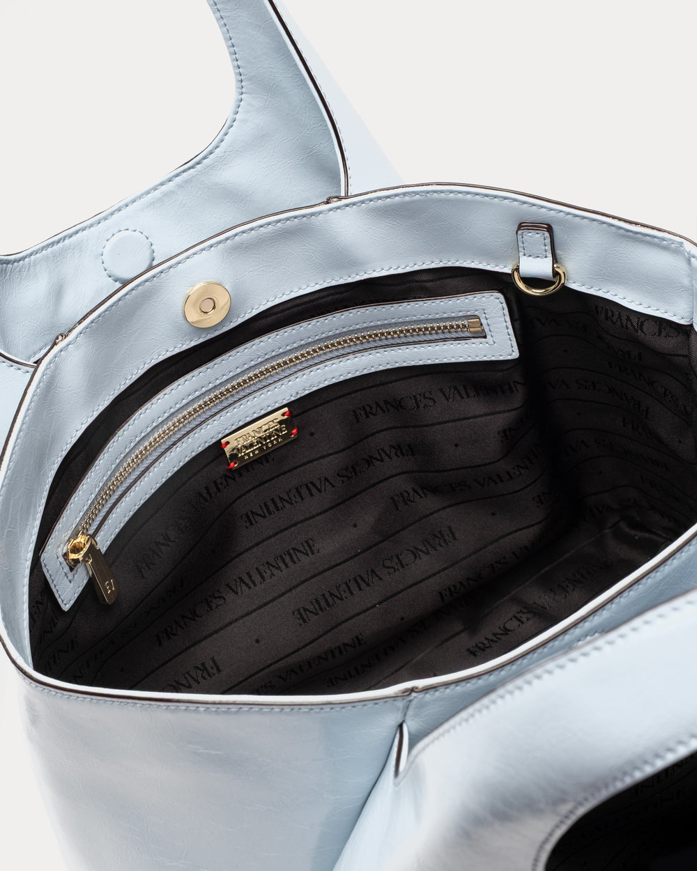 Portia Satchel - Crinkled Leather Light Blue Frances Valentine