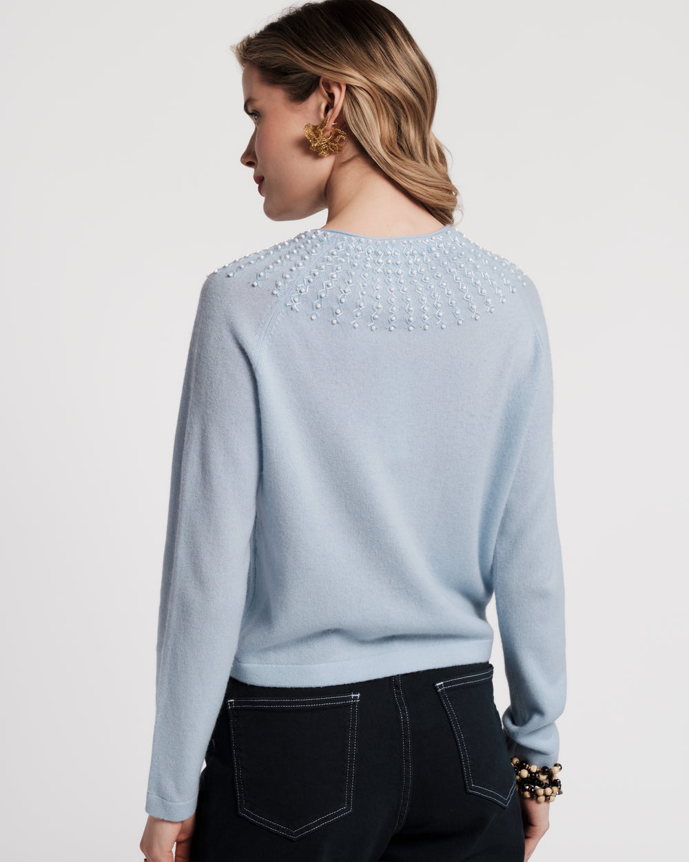 RBG Beaded Cardigan - Light Blue Sweater Frances Valentine