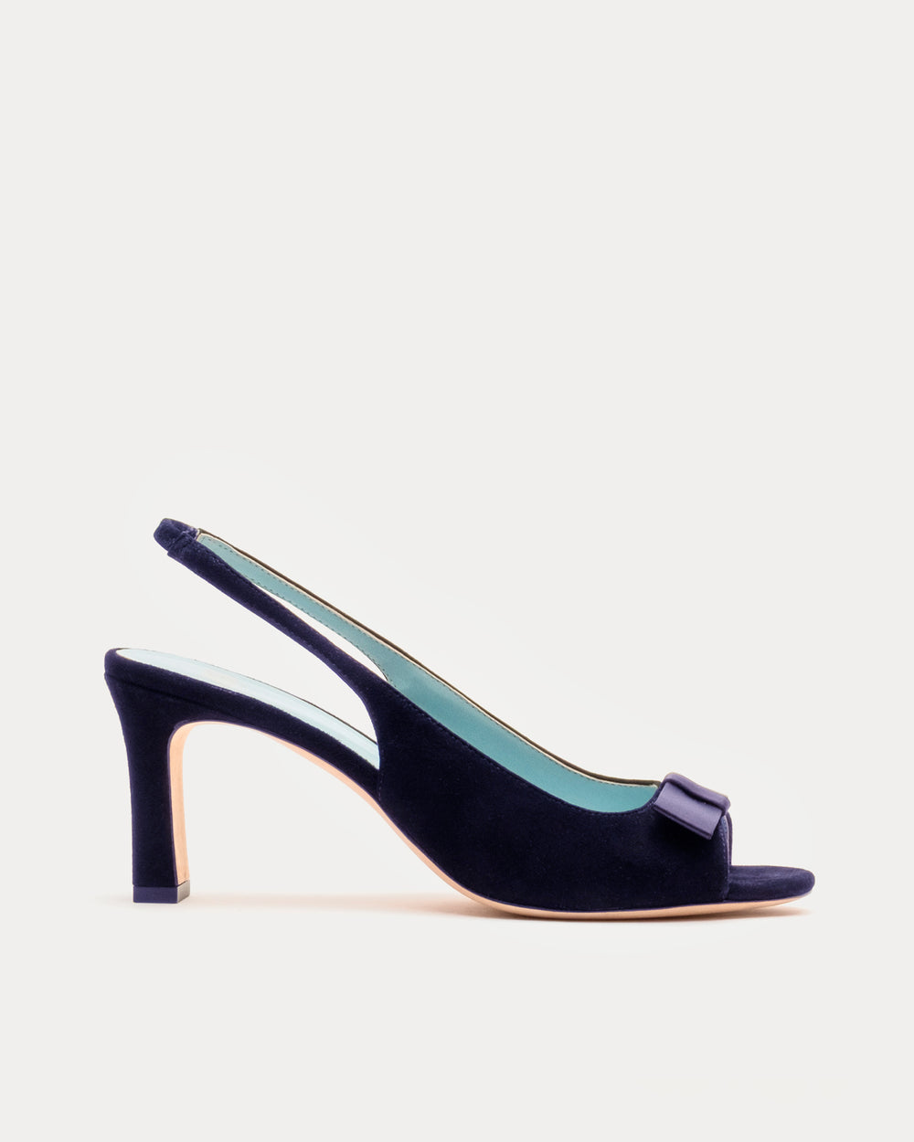 Reese Slingback Heel - Suede Navy Heels Frances Valentine