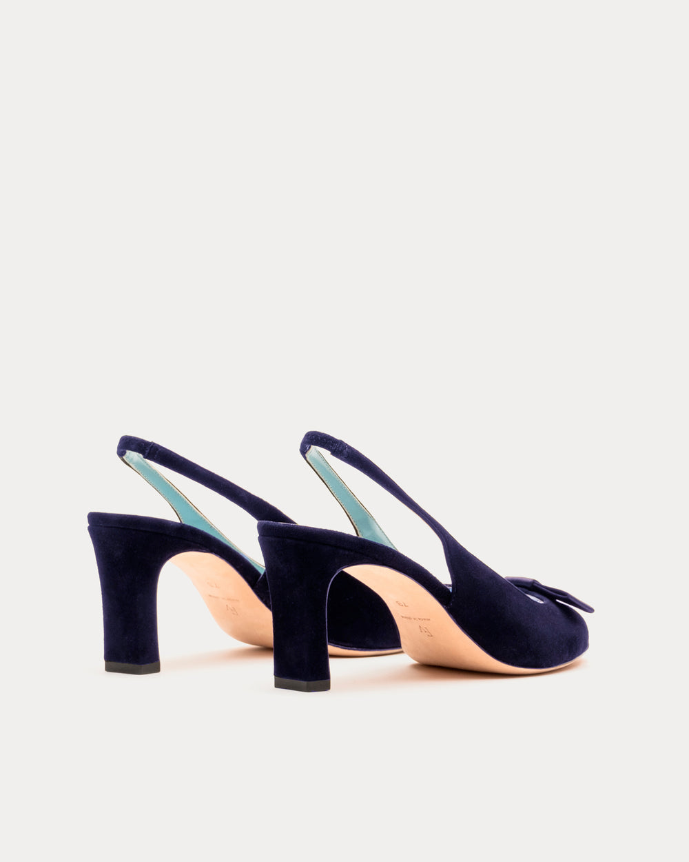 Reese Slingback Heel - Suede Navy Heels Frances Valentine