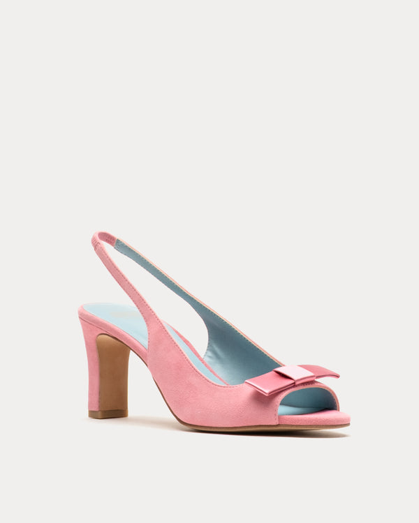 Reese Slingback Heel - Suede Pink Heels Frances Valentine