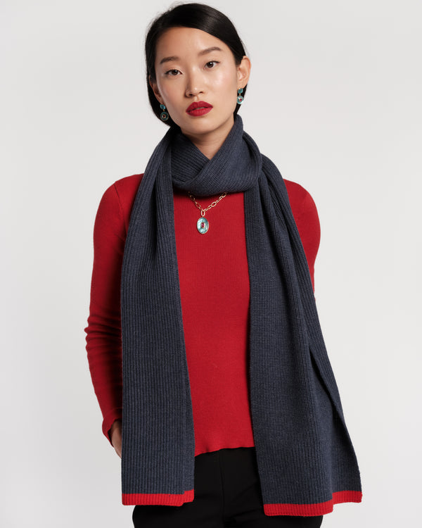 Ribbed Scarf - Navy