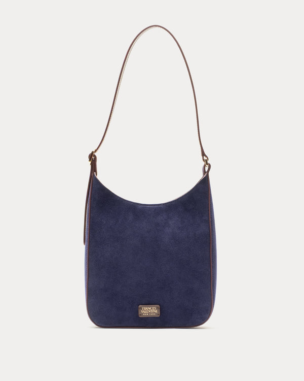 Sadie Shoulder Bag Suede - Navy Handbag Frances Valentine
