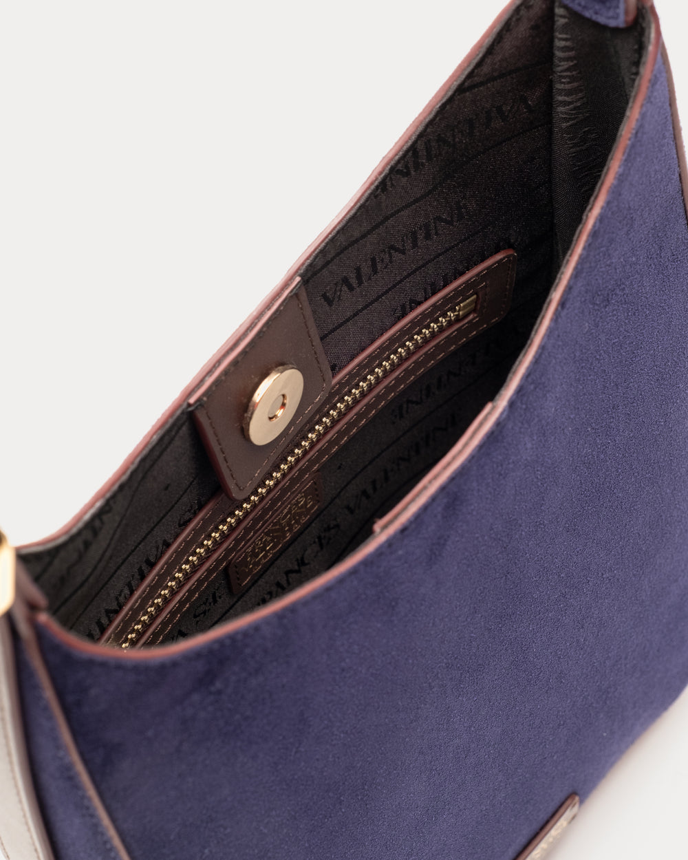 Sadie Shoulder Bag Suede - Navy Handbag Frances Valentine