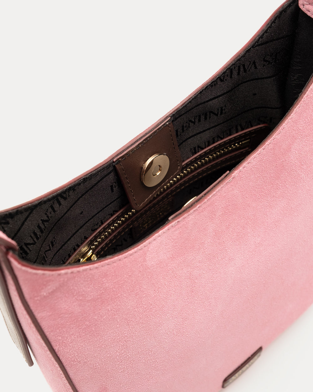Sadie Shoulder Bag Suede - Pink Handbag Frances Valentine