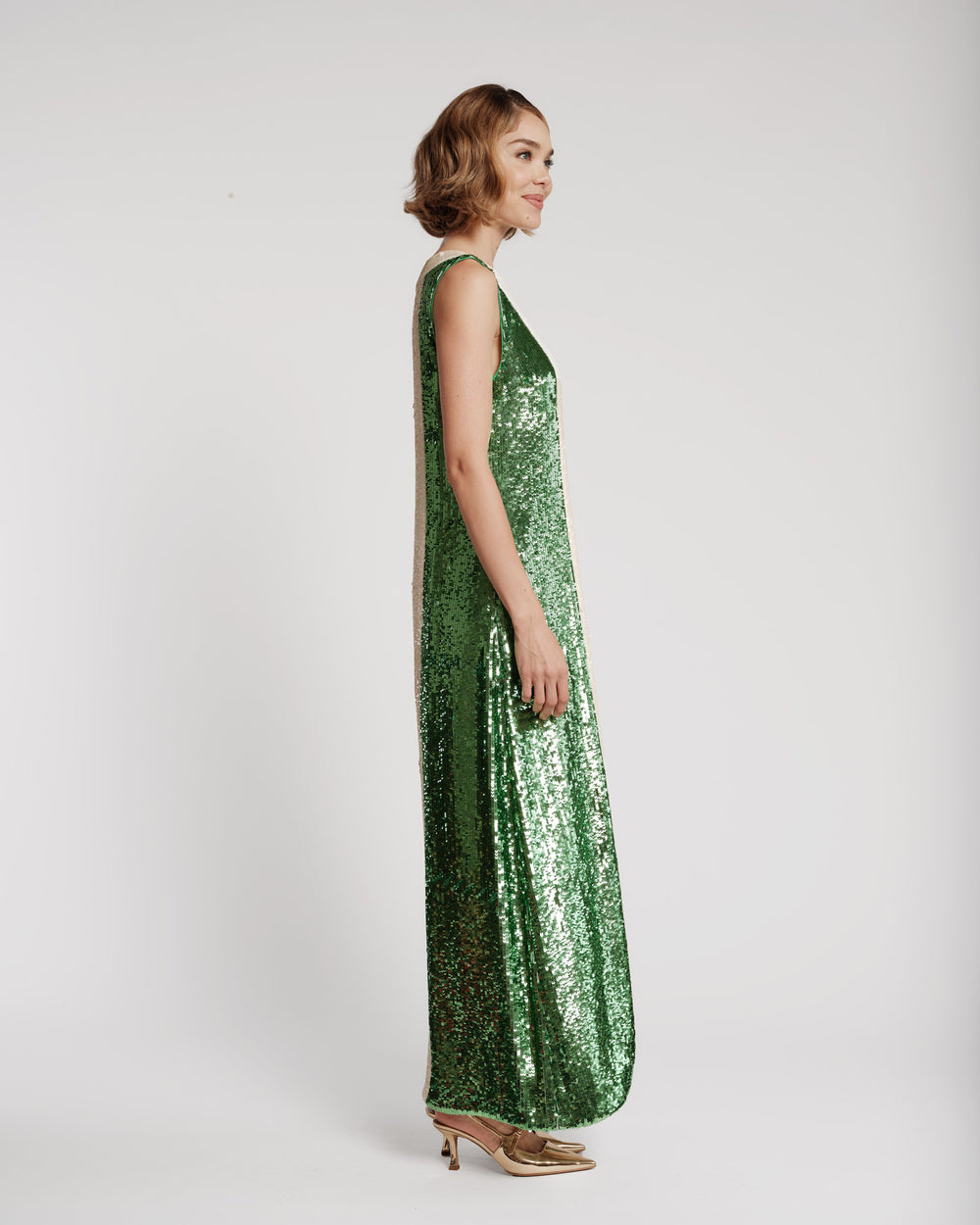 Sequin Maxi Dress - Green/Oyster Dresses Frances Valentine